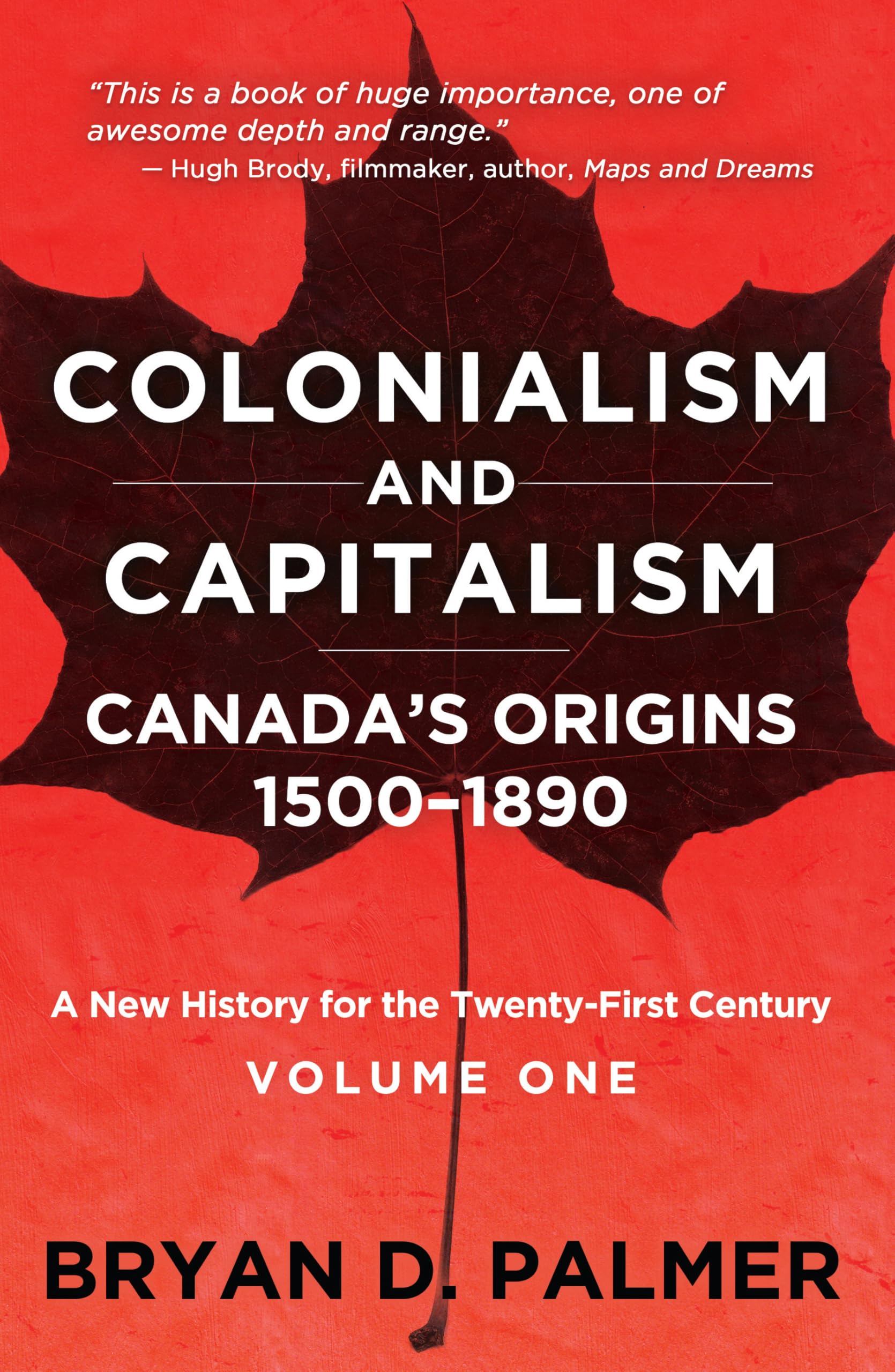 Couverture du livre Capitalism and Colonialism représentant une feuille d’érable noire sur fond rouge.